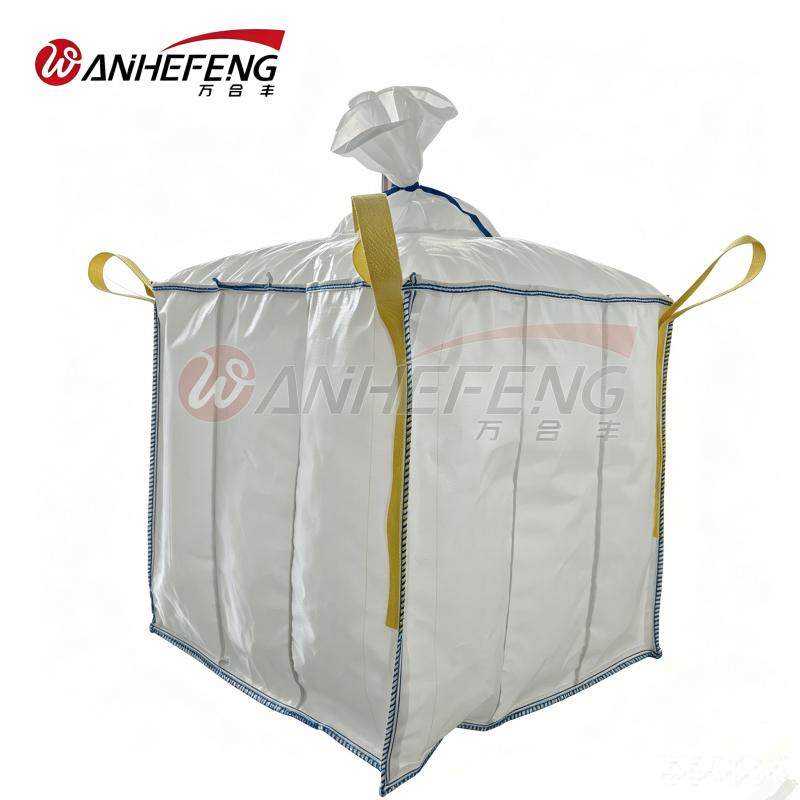 Baffle FIBC Bulk Bag Q-bag | Spout Top & Spout Bottom, 4-Panel Lifting Loops, 1 Ton Capacity