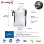Heavy Duty 4+4 Loop FIBC Bulk Bag Cross Corner Bottom with Integrated Inner Liner 1-2 Ton Capacity