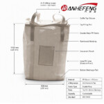 Corner Hanging 4+2 Lifting Loops Ton Bag, Thickened Double Warp Fabric Bulk Bag with Double Material Ports, Moisture-Proof Inner Film for Forklift Crane Lifting