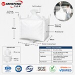 Reusable Heavy Duty FIBC Bag 90x90x60cm Form-Fitted Liner Top Bottom Spout Nylon PE Film 3-Ply Fabric
