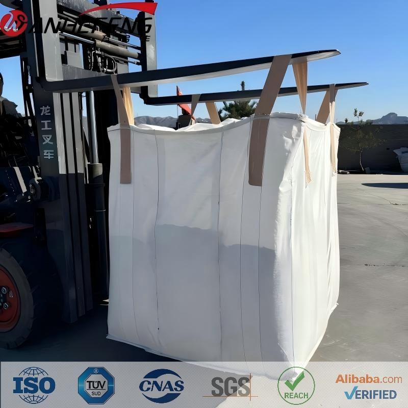 1000kg Recyclable PPFIBC Baffle Jumbo Bag,Cross Corner Lift LoopsSGS Approved 1 TonBulk Container Bag