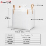 1000kg Recyclable PPFIBC Baffle Jumbo Bag,Cross Corner Lift LoopsSGS Approved 1 TonBulk Container Bag